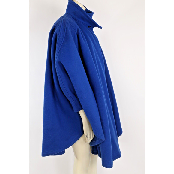Vintage Cuddle Coat Blue Mock Neck Pleated Cape Coat One Size - Picture 13 of 16